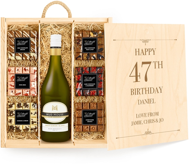 Birthday Large Personalised Chocolate Tasting Experience With White Wine